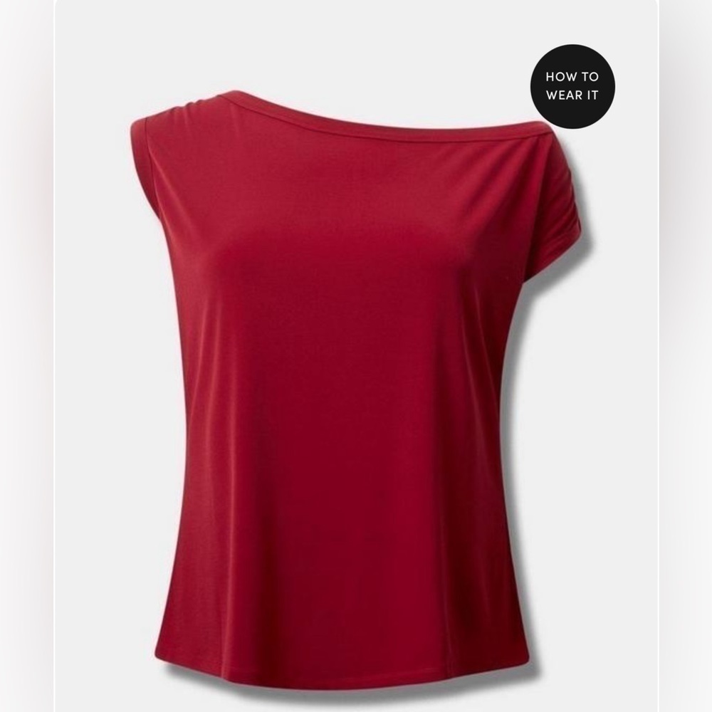 Torrid Studio Knit Off Shoulder Red Top Size 3 / 3XL